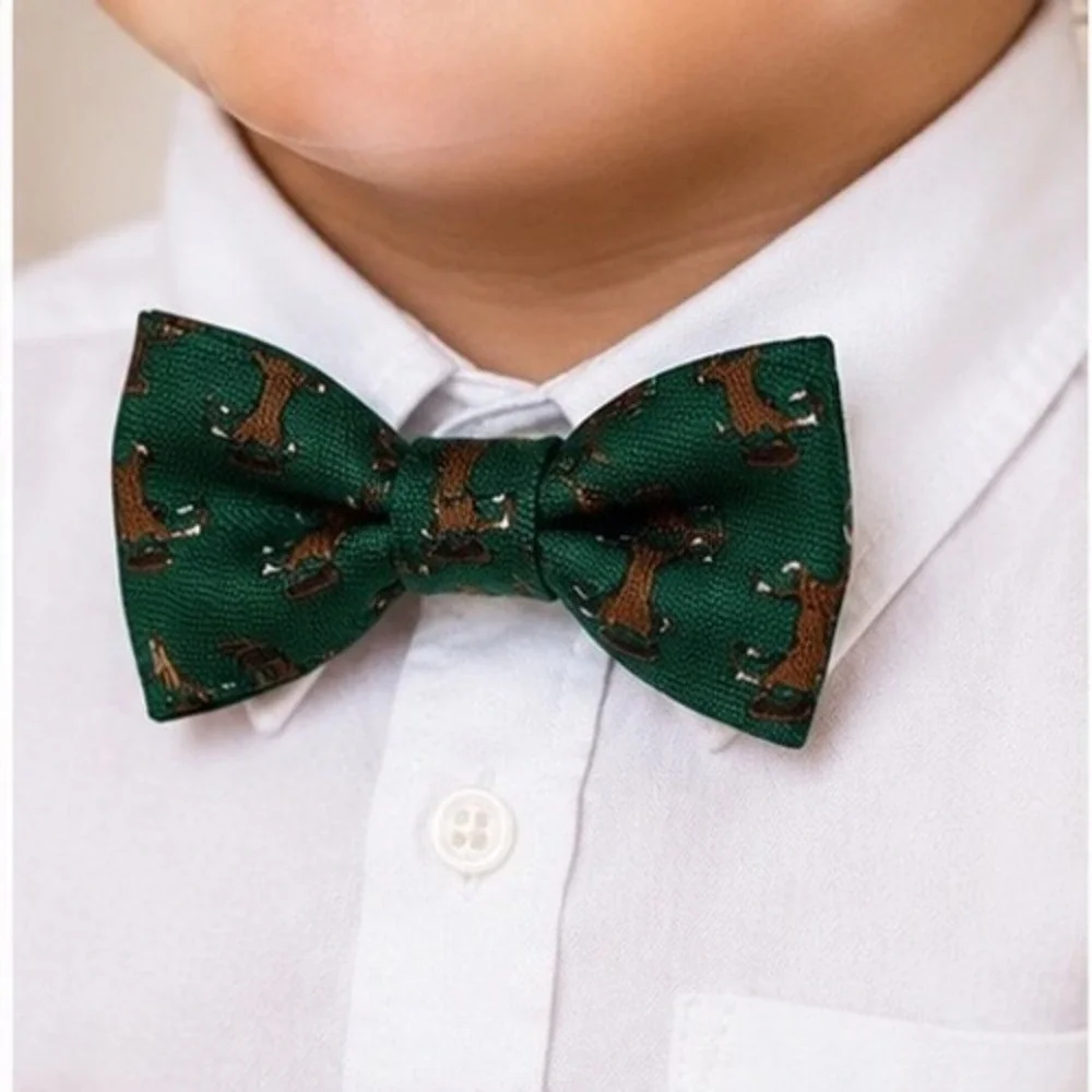 Baby Boys Green Horse Print Bow Tie Adjustable 0-24 Months Holiday Wedding